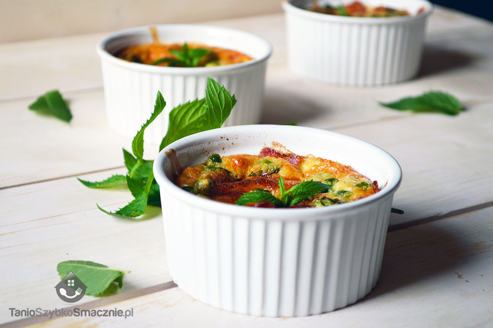 Clafoutis z zielonym groszkiem, ricottą i boczkiem_03a